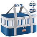 Lifewit Insulated Double Decker Casserole Carrier, Expandable Lasagna Lugger Tote Bag for Hot or Cold Food, Fits 9" x 13" Baking Dish for Potluck Parties, Picnic and Cookouts, Blue - color: Blue