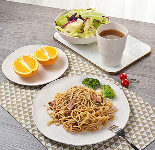 Morgiana Bamboo Dinnerware Set, 8-Pieces Reusable Tableware Set Eco-Friendly Bamboo Fiber Plates, Cups, Bowls for 2 Person (White) - color: Beige
