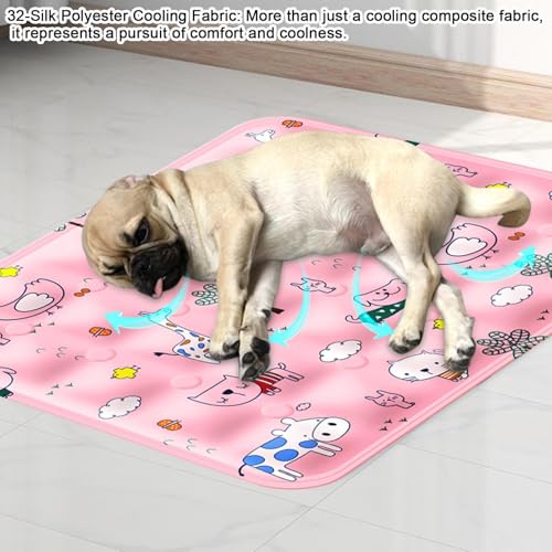 Dog Cooling Pad - Gel Cooling Pet Pad | Pressure Activated Chill Crate Mat | 60x50cm Polar Blue + Ice Bear Design | Waterproof Polyester & Polymer Gel | for Travel Car Seat & Sofa - color: A