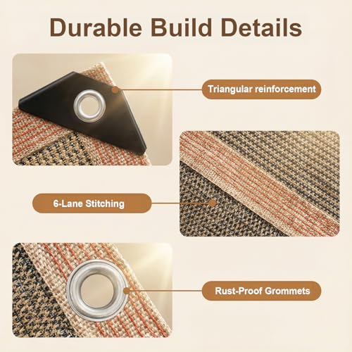 90% Outdoor Sun Shade Cloth, 8 x 10 FT Pergola Shade Cover with Grommets, Privacy Screen Sunshades for Patio Garden Backyard Plant, Mocha - color: Mocha, size: 8 x 10 FT
