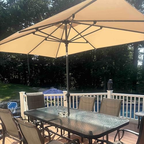 PURPLE LEAF 10' x 6.5' Rectangular Patio Umbrella Outdoor Table Umbrella Aluminum Frame Market Umbrella Sun Umbrella with 8 Sturdy Ribs & Tilt for Garden Deck Lawn & Pool Beige - color: Beige, size: 6.5' x 10'