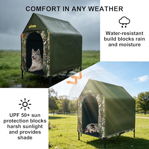 Outdoor Dog House, Kennel with Canopy, Waterproof and Breathable Pet Tent House for Medium Dogs, Foldable Dog Shelter with Shade Roof for Camping, Travel and Backyard, M - style: M