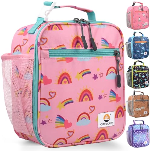 CaCTOUR Lunch Box Kids,Premium Insulated Lunch Bag for Girls Boys,Soft Bag Mini Cooler Back to School Thermal Reusable Lunch Bag for Work School Picnic (Rainbow) - color: C-Rainbow