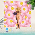 Beach Blanket Waterproof Sandproof 78''×81'' Large Suits 1-5 Adults Oversized Lightweight Picnic Mat Sand-Free Blanket for Camping Hiking Beach Travel - color: Pink Daisy, size: 78''x81''