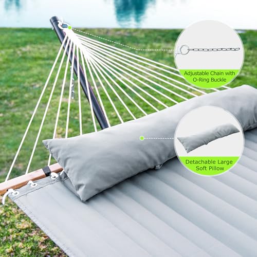 ANAGOO Double Hammock with Stand, Heavy Duty Outdoor Hammock for Two, 500 LBS Capacity, Stable Steel Frame with Balance Strap, Easy Tool-Free Assembly for Patio, Garden, Backyard & Beach,Dark Grey - color: Dark Grey(with Stand)