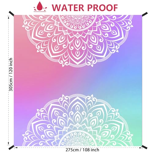 WIWIGO Beach Blanket Waterproof Sandproof Beach Mat 79" X 83"/10'x9'for 2-8 Adults Quick Drying Outdoor Picnic Mat Beach Accessories for Travel, Camping, Hiking - color: Bluepink, size: 120" X 108"（1-8person）