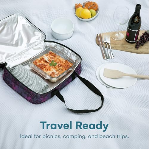 VP Home Double Casserole Insulated Travel Food Containers Carry Bag - Henna Tattoo Design for Trip Birthday Party, Mother's Day, Grocery Store, Supermarket, Outdoor Picnic, and More - Lunch Bag - color: Double Henna Tattoo