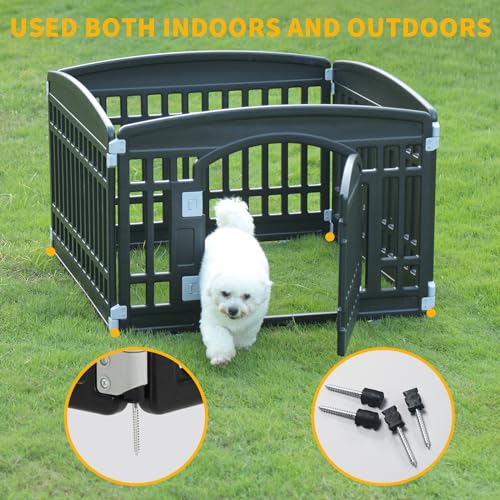 Pet Playpen Foldable Gate for Dogs Heavy Plastic Puppy Exercise Pen Small Pets Fence Puppies Folding Cage 4 Panels for Puppies and Small Dogs House Black (33.5x33.5 Inches) - color: Black, style: Black 4*panel