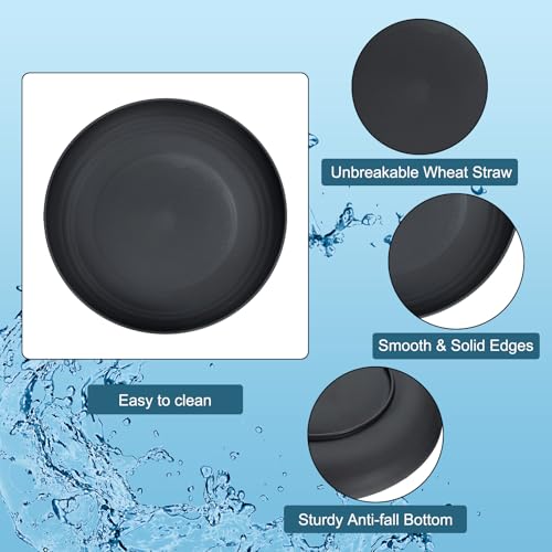 uxcell 8Pcs Plastic Plates Set, 9 Inch Unbreakable Dinner Plates Set Plastic Plates Reusable Dishwasher & Microwave Safe for Restaurants Kitchen Food Outdoor Camping, Black - color: Black, size: 9"