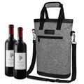 opux Two Bottle Wine Bag Carrier Tote, Insulated Leakproof 2 Bottle Wine Cooler Bag for Travel BYOB Picnic, Portable Wine Case, Gift for Men Women Wine Lover Birthday Party Christmas, Heather Grey - color: Heather Gray