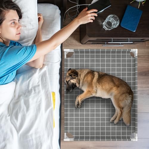 Elevated Dog Bed with 3-Sided Fence - Raised Pet Bed with Non-Slip Feet, Durable Elevated Couch for Medium Dogs, Indoor/Outdoor Use with Easy-Clean Fabric - size: M