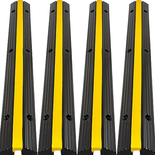 FAHKNS Flexible Cable Protector Ramps - 1-Channel Rubber Cord Cover for Floor, Concealing Wires in Homes, Warehouses - size: 4 Pack of 1 Channel
