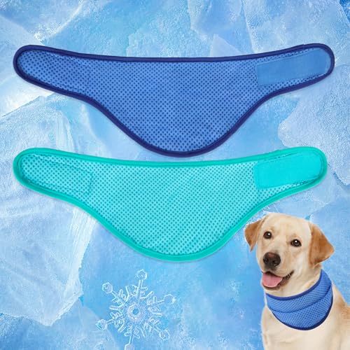 EXPAWLORER Dog Cooling Bandana - 2 Pack Instant Cooling Dog Bandanas, Chill Out Pet Cool Scarf Summer Essentials Ice Neck Cooler Wrap, Prevent Sunstroke for Small Medium Large Dogs, Navy Green M - color: Navy & Green, size: Medium
