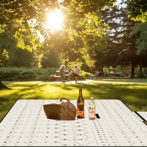 Picnic Blankets Waterproof,79''x79'' Extra Large Foldable Sandproof Beach Blanket,Portable 3-Layer Polyester Outdoor Picnic Blanket for Grass Lawn,Beach,Family Camping,Park,Travel-Beige - color: Beige