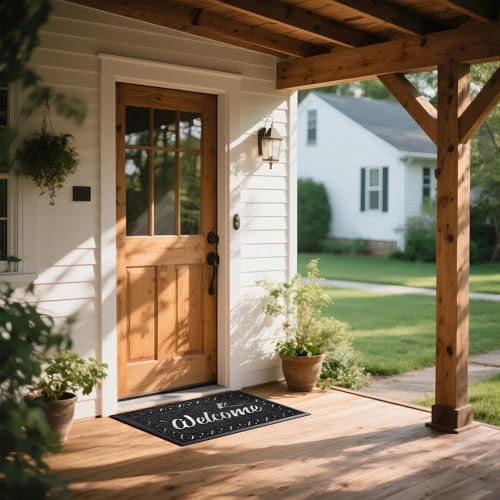 Yimobra Welcome Mat Outdoor Indoor, Waterproof Heavy Duty Front Door Mat Outside Entrance, Extra Sturdy Non-Slip Doormat, Low Profile, Dirt Trapping, 36x24 Inches, Black - color: Black, size: 36x24 Inch