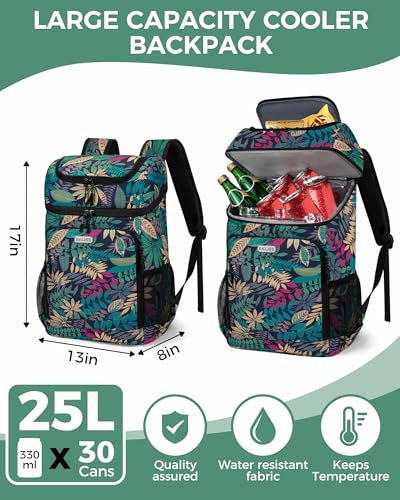 BAGLHER Lightweight Insulated Cooler Backpack - 30 Cans, Leak-Proof for Lunch, Picnic, Hiking, Camping Trips - color: hawaii-titan