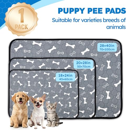 Washable Pee Pads for Dogs, Absorbent Reusable Puppy Training Pads, Leakproof, Non-Slip, Waterproof Cat Doggie Pad Pet Potty Mat for Indoor&Outdoor, Whelping, Playpen, Crate, Gray 20"x28" - color: Gray, size: 20"x28"-1 Pack