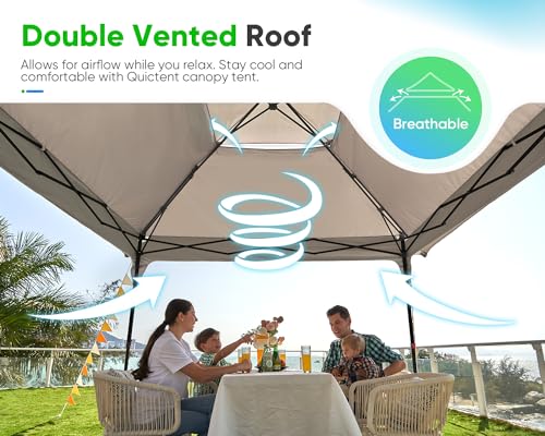 Quictent 12'x12' Pop up Gazebo Canopy Tent, One Person Set up Portable Instant Folding Shelter, Outdoor Canopy Tent with Extra Shade for Backyard, Patio, Party - color: Gray, size: 12x12