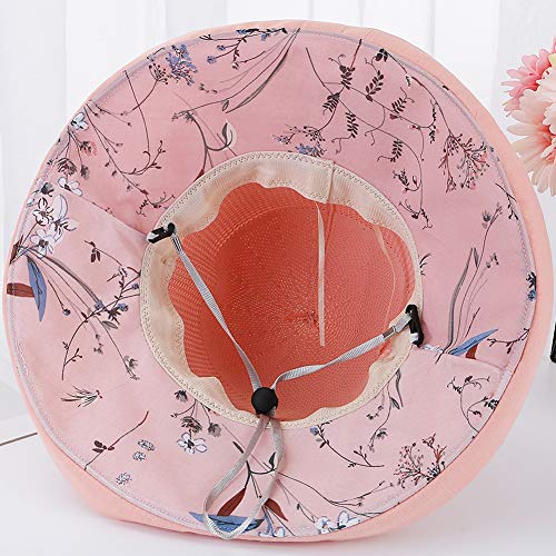 Women Mesh Sun Hats Summer Beach UV Protection UPF Packable Wide Brim Chin Strap - color: Yellowish-beige