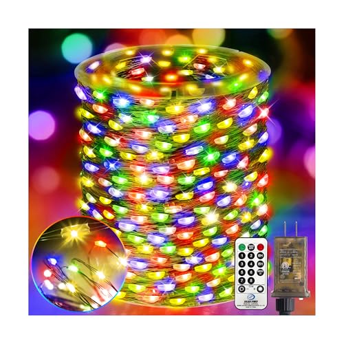 KNONEW 532FT Outdoor Christmas Fairy Lights Plug in,1600 LED String Lights Outdoor Waterproof 8 Modes Memory Times for Wedding Bedroom Walls Garden Trees Decoration(Multicolor) - color: Multicolor, size: 532FT 1600 LED Green Wire