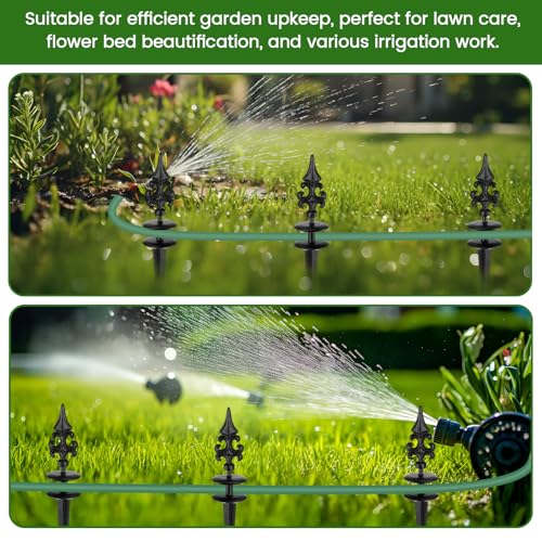 Zonon 6 Packs 12 Inch Garden Hose Guide Stake Heavy Duty Cast Iron Hose Guides Spike Decorative Garden Stakes Protector for Lawn Yard - Keeping Hoses Away from Flower Beds(Classic Style) - style: Classic Style