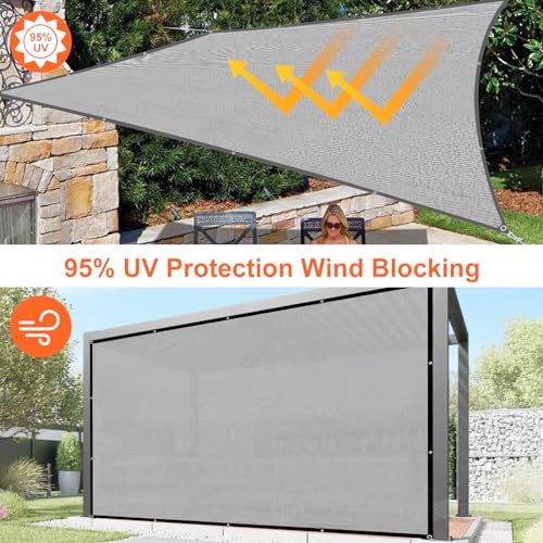 Sun Shade Sail, 8' X 10' Rectangle Shade Sail with Grommets Pergola Shade Cover, Sun Shade Cloth for Patio Carport Yard Lawn Garden (Grey) - color: Gray, size: 8' x 10'