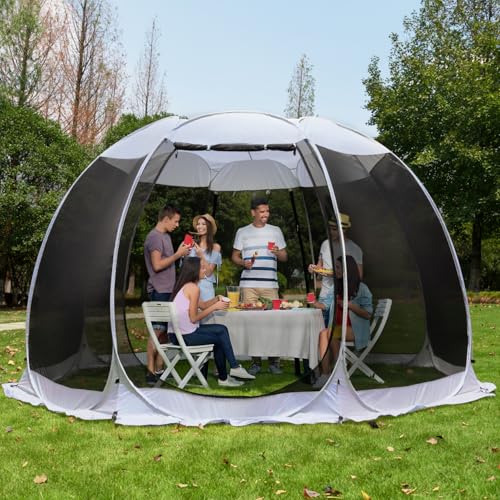 Alvantor 12'x12' Pop Up Screen House Tent, Instant Outdoor Gazebo with Mosquito Netting & UPF 50+ Sun Protection, Portable Canopy Shelter for Patio, Backyard, Camping (8-10 Person),Grey - color: Gray, size: 12'x12'