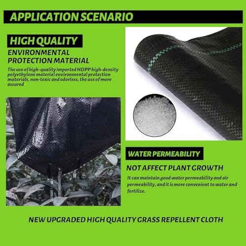 3x100FT Weed Barrier Landscape Fabric Heavy Duty, 3.2oz Durable Geotextile Fabric, Block Gardening Ground Cover Weed Mat, Weed Control Garden Cloth for Landscaping, French Drains, Yard Driveway - size: 3*100ft
