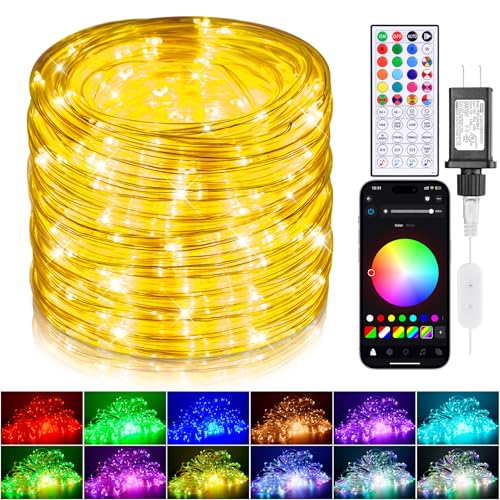 66ft LED Rope Lights for Outside, Outdoor String Light Waterproof Plug in with Remote & APP Controlled, 16 Million Colors Changing Music Sync Tube Lighting for Indoor Bedroom Christmas Decor - size: 66FT