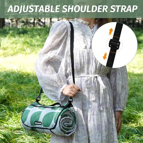Picnic Blankets Extra Large - Beach Blanket Waterproof Sandproof with Shoulder Strap, Machine Washable, Outdoor Blanket with Stakes for Grass Concert, Park, Lawn,Travel,Spring Summer.Green - color: Green