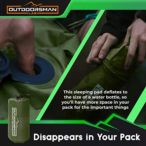 Sleeping Pad for Camping - Patented Camp Mat, Ultralight - Best Compact Inflatable Air Mattress for Adults & Kids - Lightweight Hiking, Backpacking, Outdoor & Travel Gear - color: Green