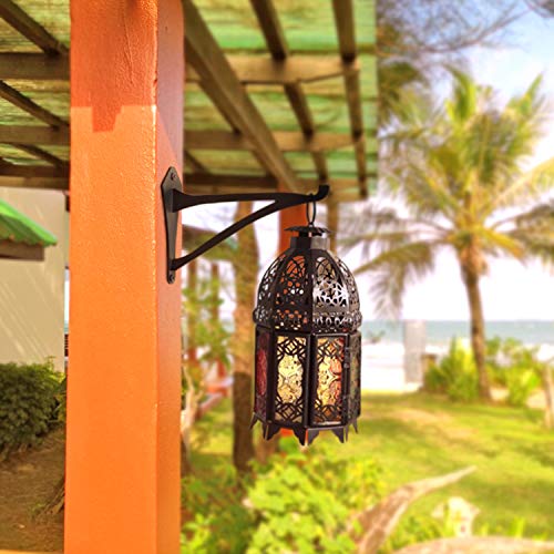 2 Piece 8-Inch Outdoor Decorative Iron Lantern Hooks for Wall Hanging Hummingbird Feeder Windchime Plant Hanger, Black - size: 8 Inch