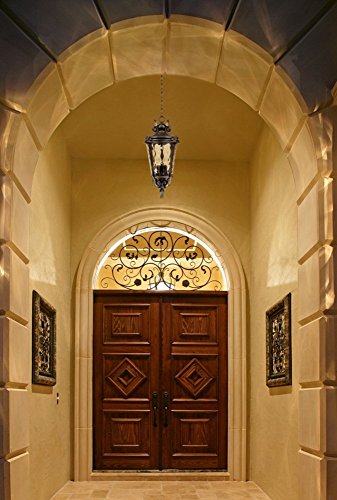 John Timberland Marseille Rustic Vintage Outdoor Hanging Ceiling Light Fixture Veranda Bronze 26 1/4" Champagne Water Glass Damp Rated for Exterior House Porch Patio Outside Deck Garage Front Door - color: Bronze, size: 26.25" High