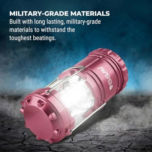 2 Pack LED Camping Lantern, LED Lanterns, Suitable Survival Kits for Hurricane, Emergency Light for Storm, Outages, Outdoor Portable Lanterns, Collapsible (Batteries Included) - color: Pink