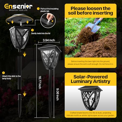 Ensenior Solar Lights Outdoor, 6-Pack LED Solar Garden Lights for Pathway Yard Patio Walkway Planter Walkway Landscape Lighting, IP65 Waterproof, Energy-Efficient Landscape Lighting, 6500K - color: 6500K- Cool White