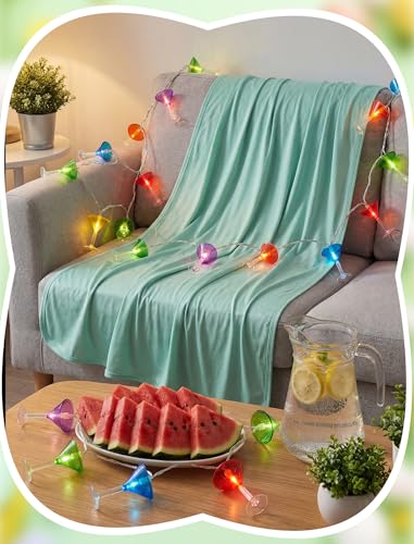 Margarita Party Decorations Lights, 8.5Ft Summer Beach Themed String Lights with 10 Multicolor Cocktail Glass LED Lights, Plug in Summer Decor for Indoor Outdoor Camp Holiday Party Decks Bedroom - color: Cocktail