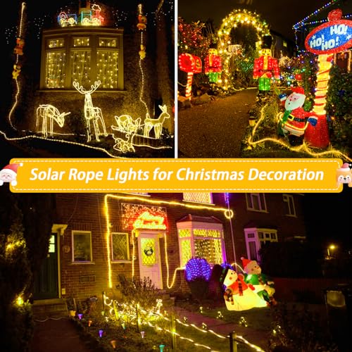 JMEXSUSS 200 LED Solar Rope Lights,66ft 8 Modes Solar Rope Lights Outdoor Waterproof LED Solar Powered Rope Tube for Fence,Gazebo,Yard,Walkway,Path(Warm White) - color: Warm White, size: 200 LED