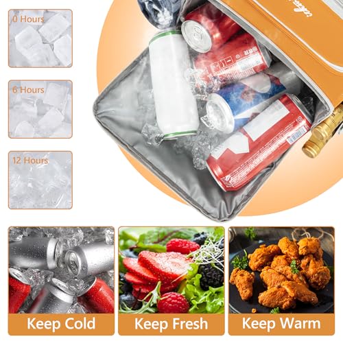 Cooler Backpack, 40 Cans Insulated Lunch Backpack Picnic Backpack for Men&Women, Durable Cooler Bag with 2 Leak Proof Compartments for Picnic, BBQ Camping, Lunch, Beach, Hiking, Orange - color: Orange