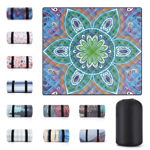 60x80" Large Boho Picnic Blankets Outdoor Water proof Sand proof Beach Blanket Packable Patio Grass Park Camping Mats Camper Hiking Must Haves Gifts Car Road Trip Gear Outside Rv Travel Stuff