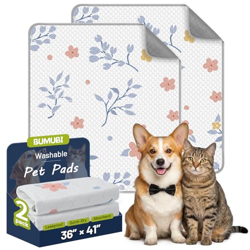 Washable Dog Pee Pads - Absorbent Reusable Puppy Training Pads, Waterproof Leak - Proof & Non - Slip for Crate Whelping Potty Training 36x41 (Pack of 2) - color: Light Gray Multicolor, size: 36x41in(Pack of 2)