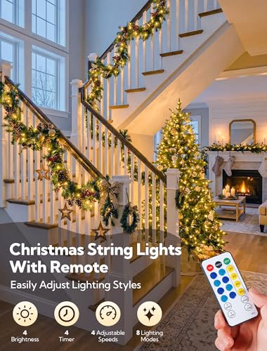 String Lights Indoor Bedroom,98FT 200 LED Fairy String Lights Outdoor Waterproof, Memory Twinkle Christmas Light Plug in for Classroom Dorm Patio Tree Garden Decor(Warm White with Remote) - color: Warm White, size: 200LED with Remote