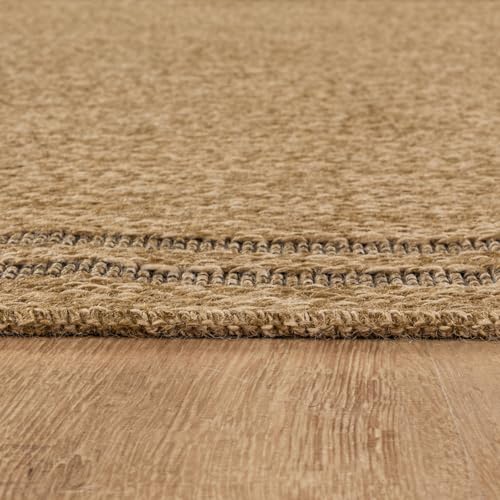 Luul Home Easy Jute Rugs 2x3 Bordered Natural Color Living Room Indoor Outdoor Door Mat for Patio and Kitchen Rug High Traffic Washable Easy to Clean Solid Boho Woven Design Outside Carpet (2 x 3) - color: Bordered/Natural Black, size: 2' x 3' (Rectangula