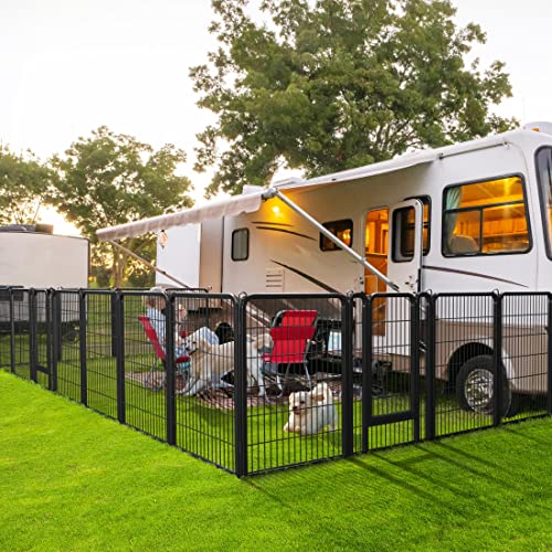 Yaheetech Dog Playpen Outdoor, 40 inch 16 Panels Dog Pen Indoor Heavy Duty Puppy Exercise Pen Metal Pet Fence for RV Camping/Yard/Garden - size: 40"