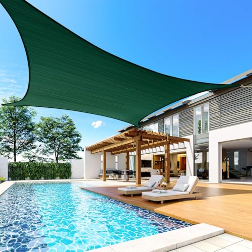 Quictent 185G HDPE Rectangle Sun Shade Sail Canopy 98% UV Block Outdoor Patio Garden with Hardware Kit (Green) 20x16ft - color: Green, size: 20 x 16 ft, style: Rectangle