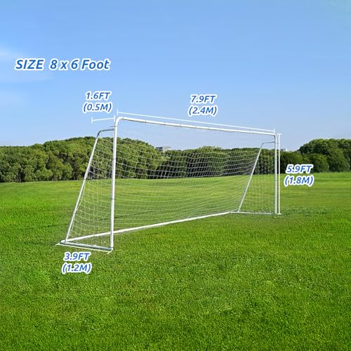 Soccer Goal Nets, Football Net Sports Replacement Post Net for 6' x 4', 8' x 6', 12' x 6't, 24' x 8' Soccer Goals - Not Include Posts - size: 8 x 6 Foot