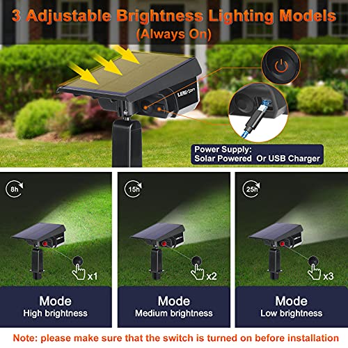 LEREKAM Solar Spot Lights, IP65 Waterproof 40 LEDs Landscape Spotlights,USB & Solar Powered Wall Lights Dark Sensing Auto On/Off,3 Modes Outdoor Solar Garden Lights for Yard Porch 2 Pack - color: Cool White, size: 2 Pack
