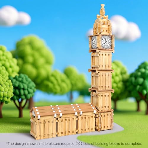 Jovi-mindly＆Notchies 96 PCS Wooden Blocks Wooden Toys with Storage Bag, Preschool Learning Toys Wood Blocks Building for Kids Ages 4-8 Creative Construction Game,FSC Certified,Birthday Toys Gifts - style: Classic Set