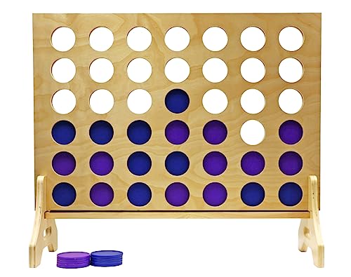 Tailgating Pros Premium Giant Four in a Row with Carrying Case - Jumbo Oversized Outdoor Yard Game - Connect Multiple Pucks in a Row to Win - Many Puck Colors Available! - color: Blue / Purple