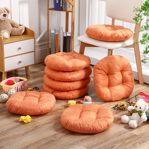 Fumete 8 Pcs 16 Inch Round Floor Cushions for Kids and Toddlers, Flexible Seating Classroom Furniture Floor Pillow for Home, Daycare, Preschool, Yoga and Meditation (Orange) - color: Orange
