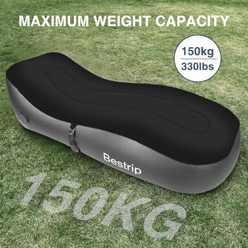 Bestrip Auto Inflatable Couch Lounger, Air Mattress Sofa Bed with Rechargeable Air Pump - color: Black, size: Single